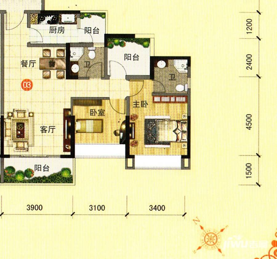 柏悦华府普通住宅89㎡户型图