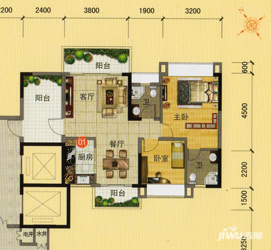 柏悦华府普通住宅86㎡户型图