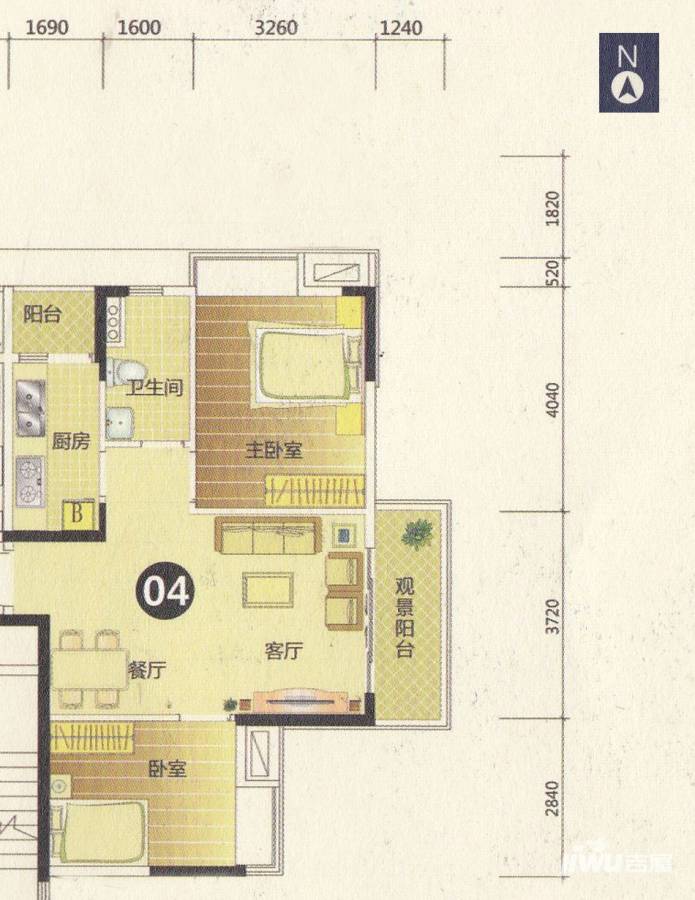 季华金品普通住宅75.3㎡户型图