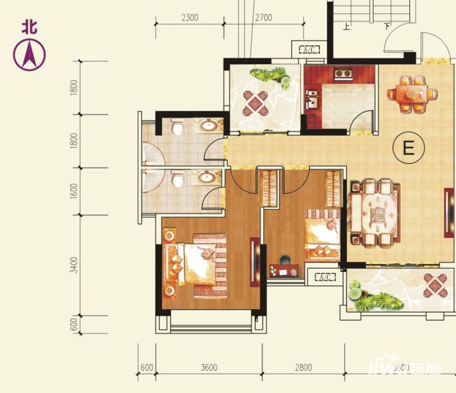 兆阳御花园普通住宅91.8㎡户型图