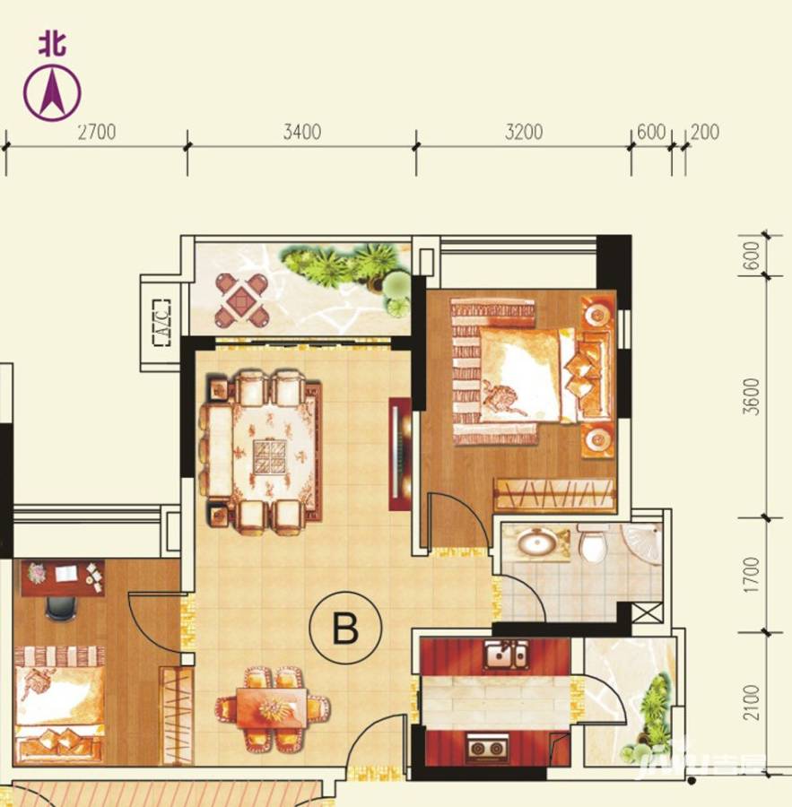 兆阳御花园普通住宅72.1㎡户型图