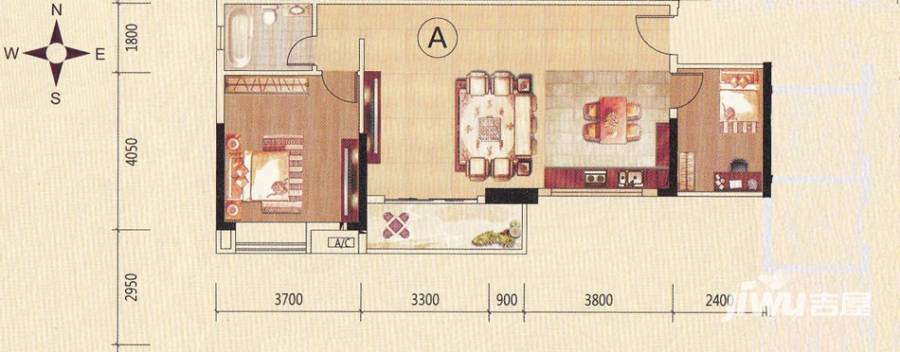 兆阳御花园普通住宅75.3㎡户型图