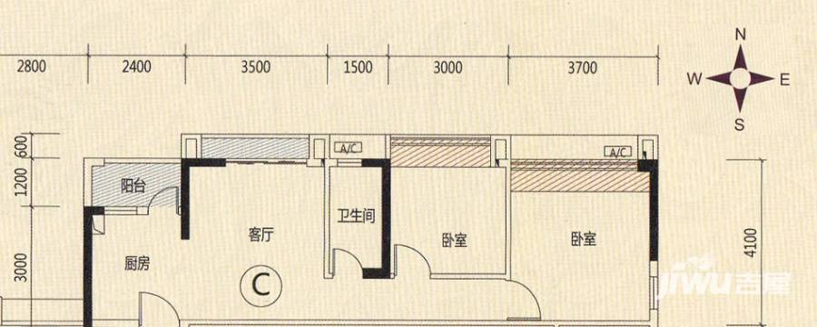 兆阳御花园普通住宅66.3㎡户型图