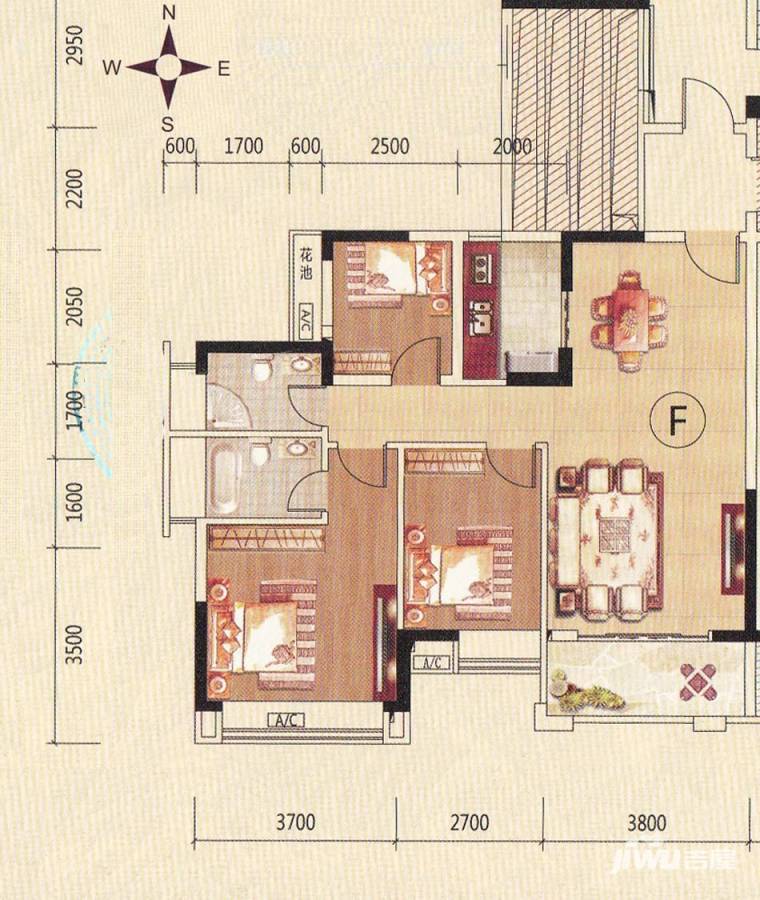 兆阳御花园普通住宅92.3㎡户型图