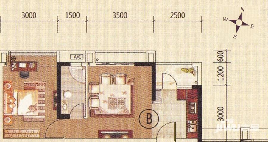 兆阳御花园普通住宅50.8㎡户型图