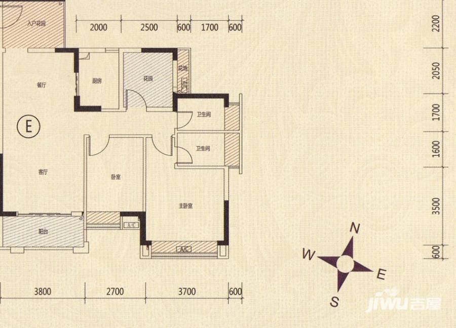 兆阳御花园普通住宅92.1㎡户型图