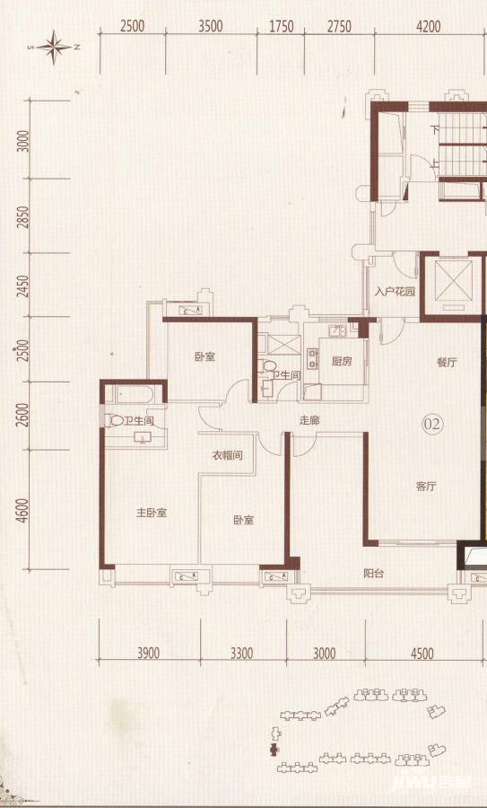 中海千灯湖1号4室2厅2卫169.1㎡户型图