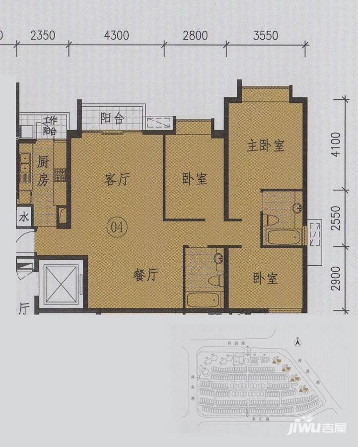 涟岸3室2厅2卫126㎡户型图