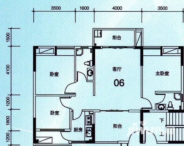 日美名轩3室2厅2卫101.3㎡户型图