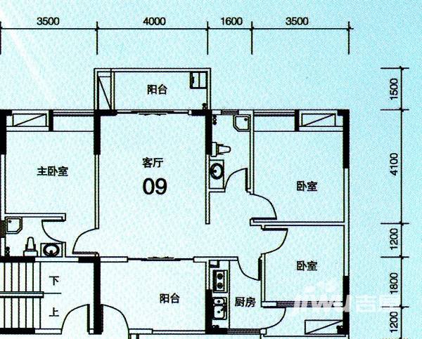 日美名轩3室2厅2卫101.3㎡户型图