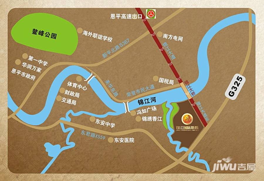 奥园锦江国际新城御峰位置交通图