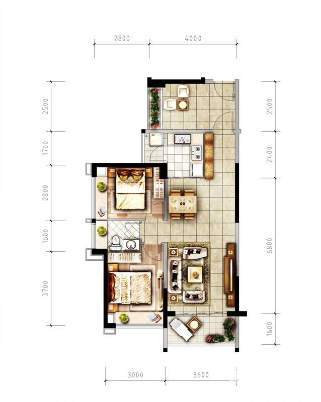 天益城普通住宅80㎡户型图