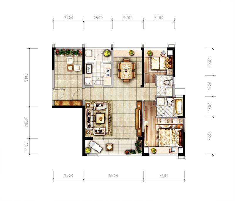 天益城普通住宅91㎡户型图