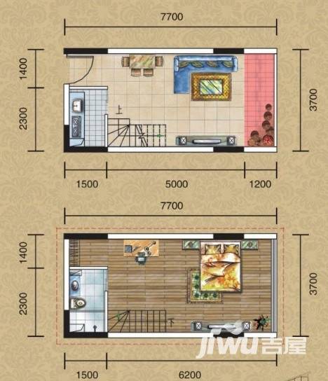 玛斯兰德中心1室2厅1卫29.8㎡户型图