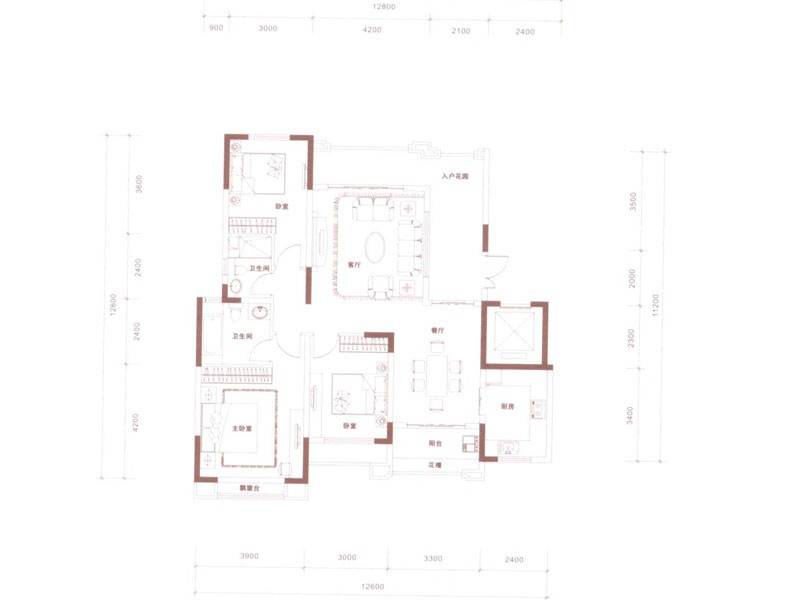 三宅一生3室2厅2卫134㎡户型图