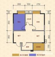 嘉州新城学府花园Ⅱ1室1厅1卫户型图
