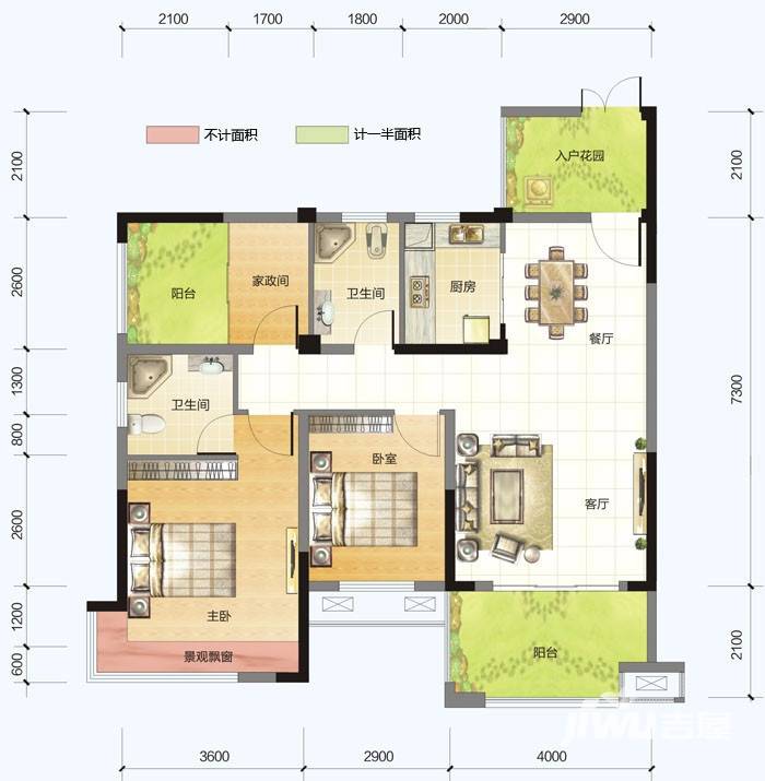 春风紫金港2室2厅2卫109㎡户型图