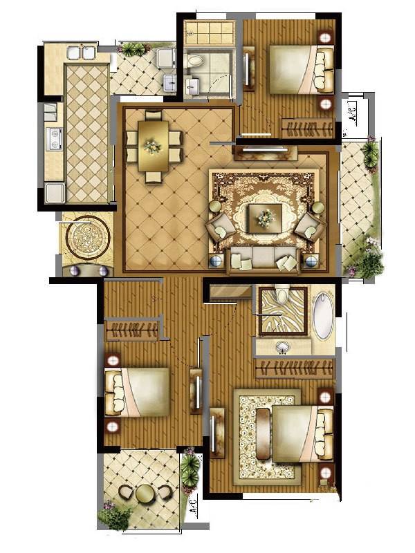 华城美地普通住宅136㎡户型图