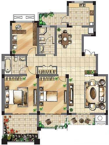 香城湾普通住宅141㎡户型图