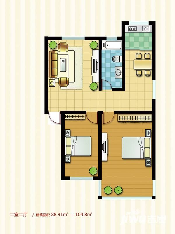 泰浩华居普通住宅88.9㎡户型图