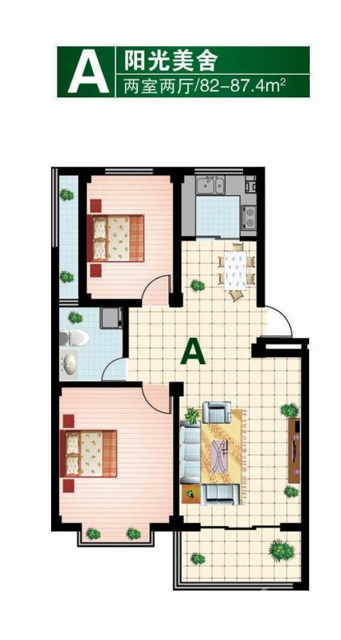 威建河畔花园普通住宅82㎡户型图