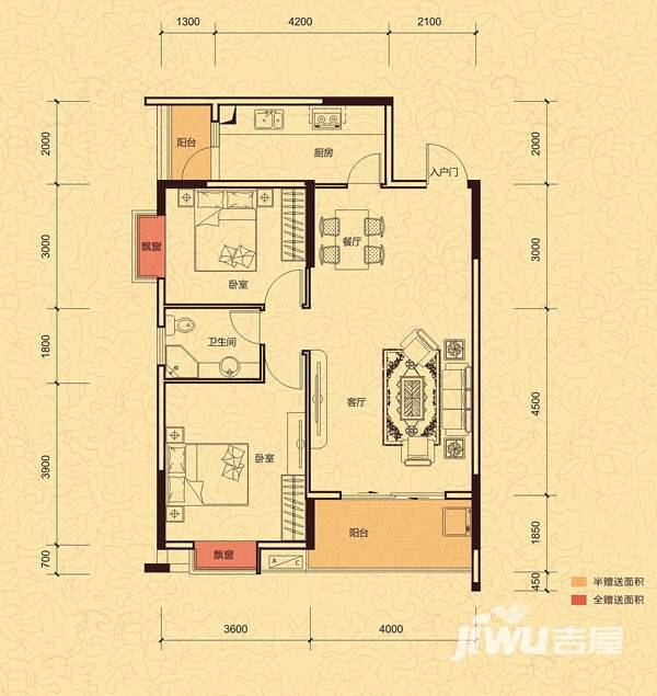 钦江丽景普通住宅88.1㎡户型图