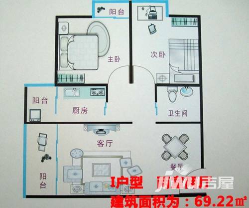 瑞和佳苑普通住宅69.2㎡户型图