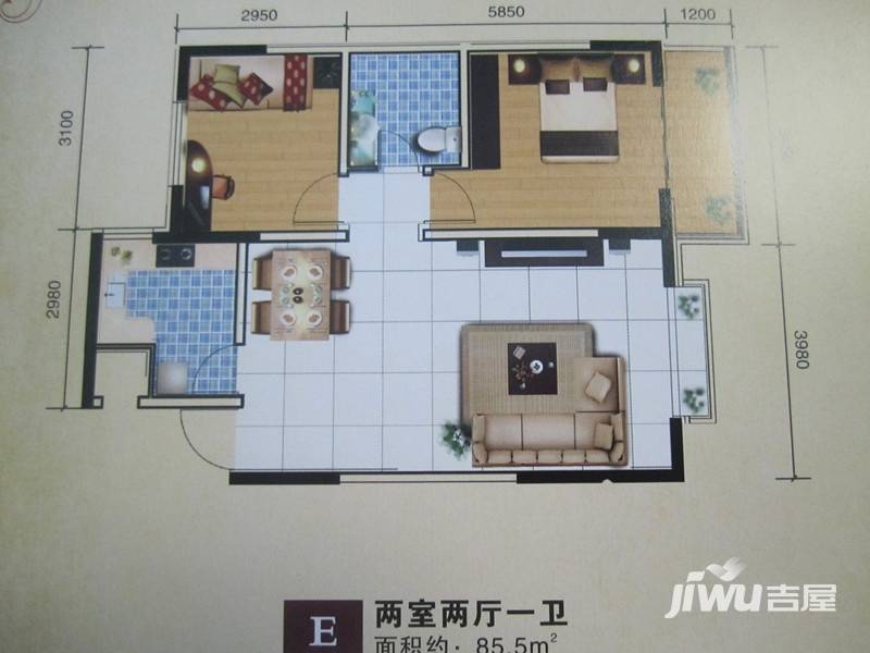 广馨仁和世家普通住宅85.5㎡户型图