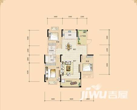 东方维也纳3室2厅2卫129.8㎡户型图