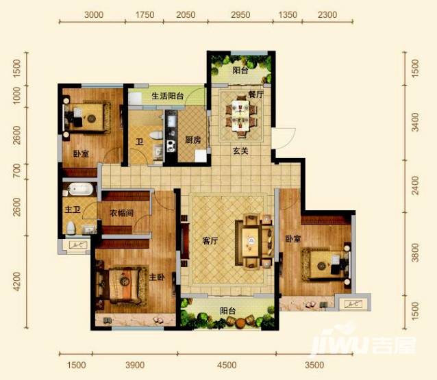 三沙源国际生态文化旅游度假区3室2厅2卫143㎡户型图