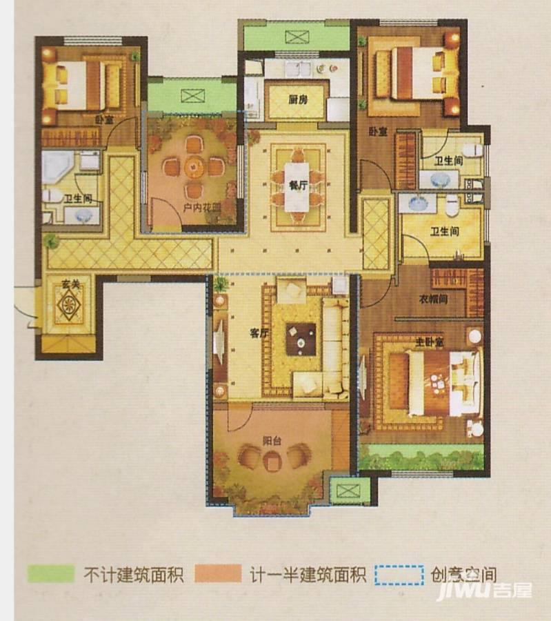 墅城4室2厅3卫145㎡户型图