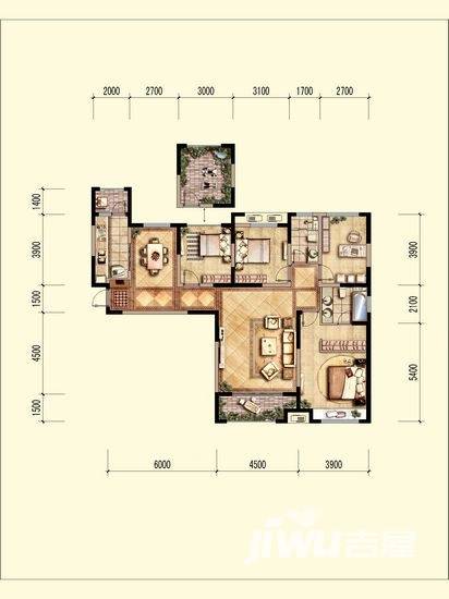 中海国际社区4室2厅2卫128㎡户型图