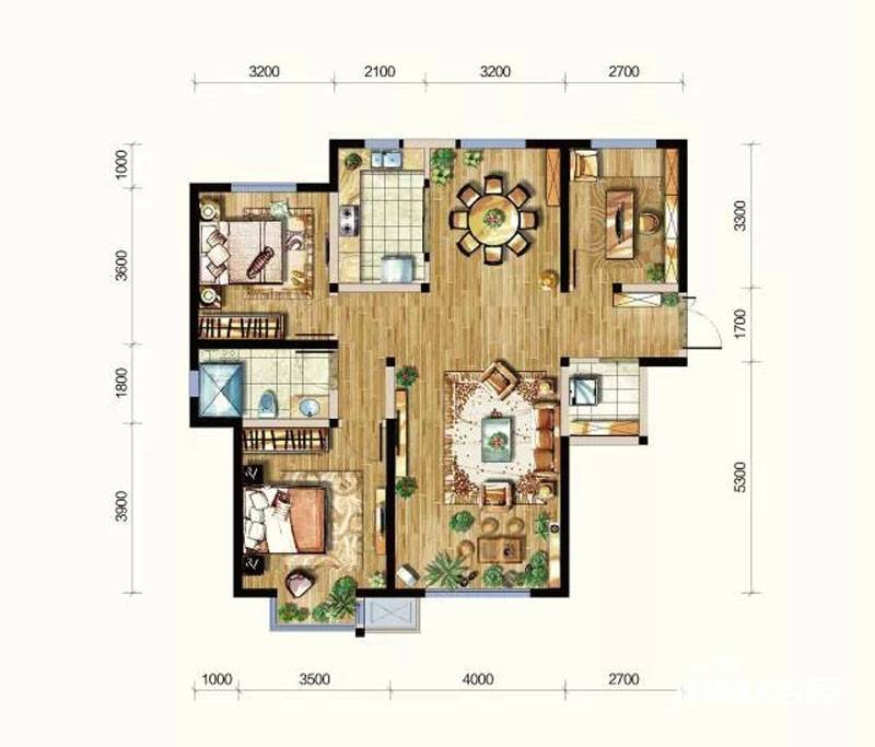 东城人家3室2厅1卫128㎡户型图