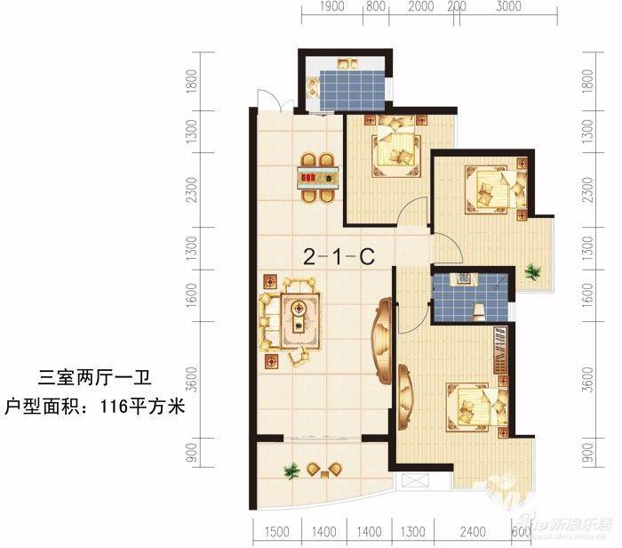 潇湘国际广场普通住宅116㎡户型图