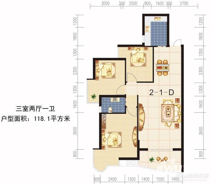 潇湘国际广场普通住宅118.1㎡户型图